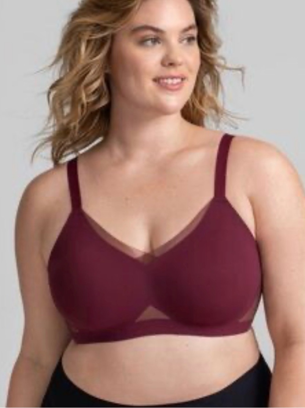 Honeylove CrossOver Wireless Bra Maroon Red XL